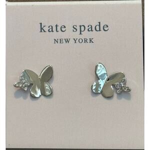 Kate Spade Silver In A Flutter Butterfly Earrings- New!